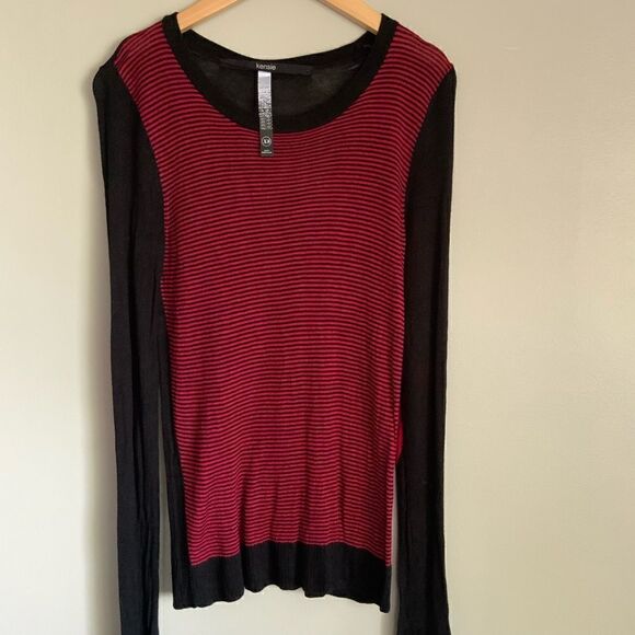 Kenzie Black and Red striped Lite Weight Sweater - Picture 3 of 15